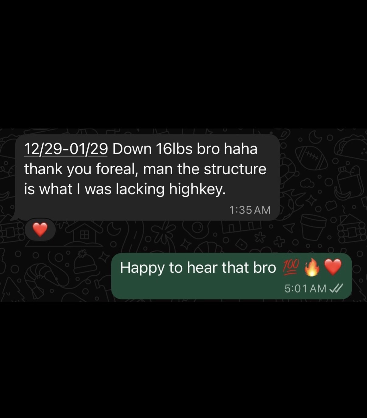 Client down 16 lbs