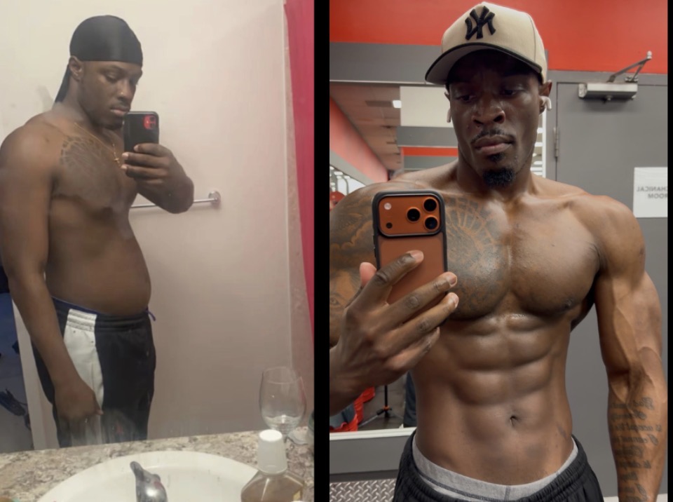 Sam before and after the transformation