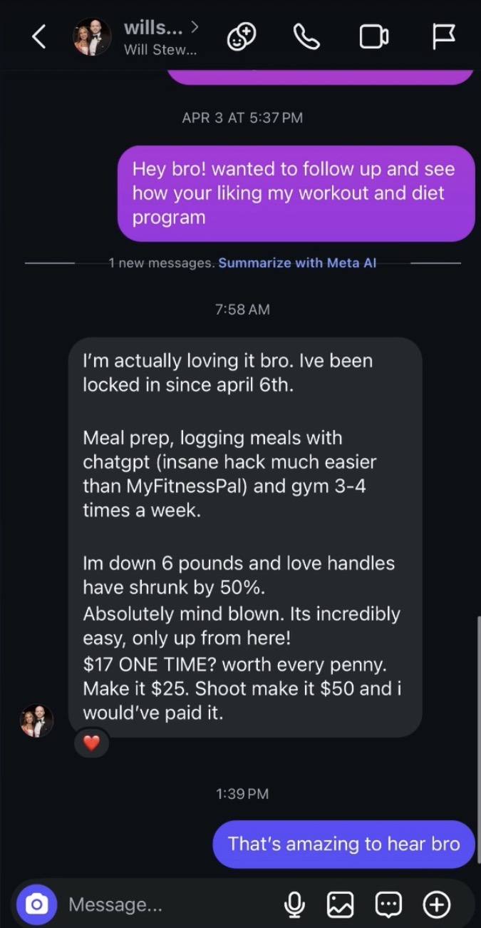 Client down 6 lbs