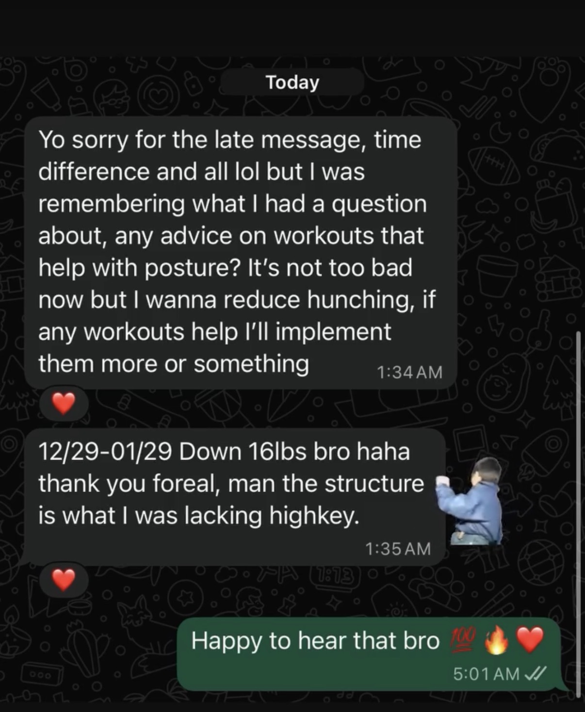Client down 16 lbs in one month