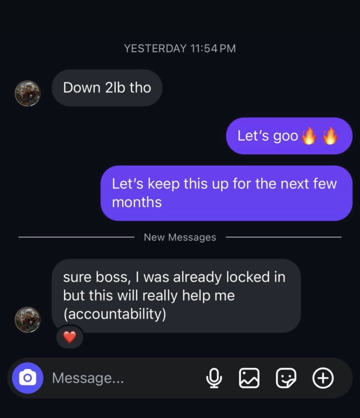 Client down 2 lbs and locked in