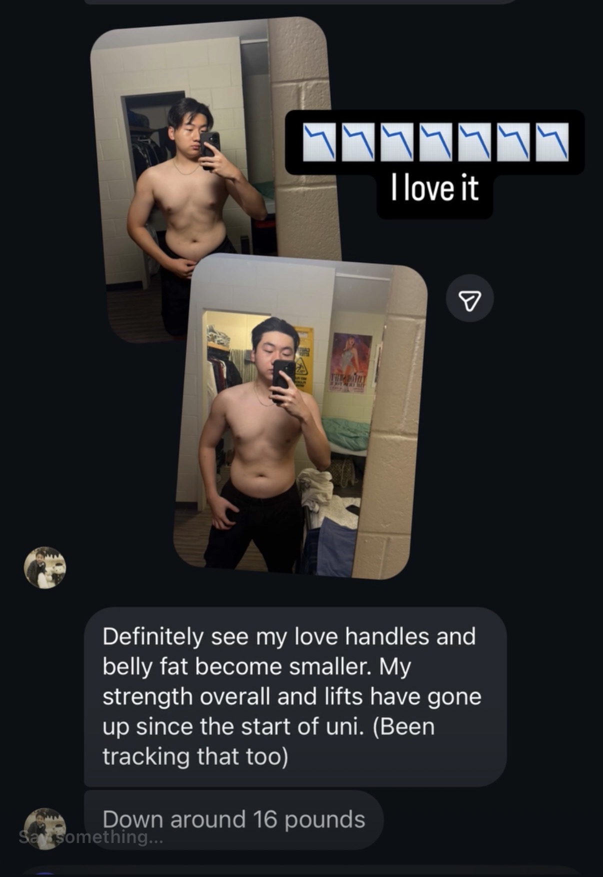 Client down 16 pounds
